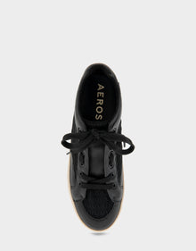 Bo Sneaker | Black Embroidered Mesh Fabric