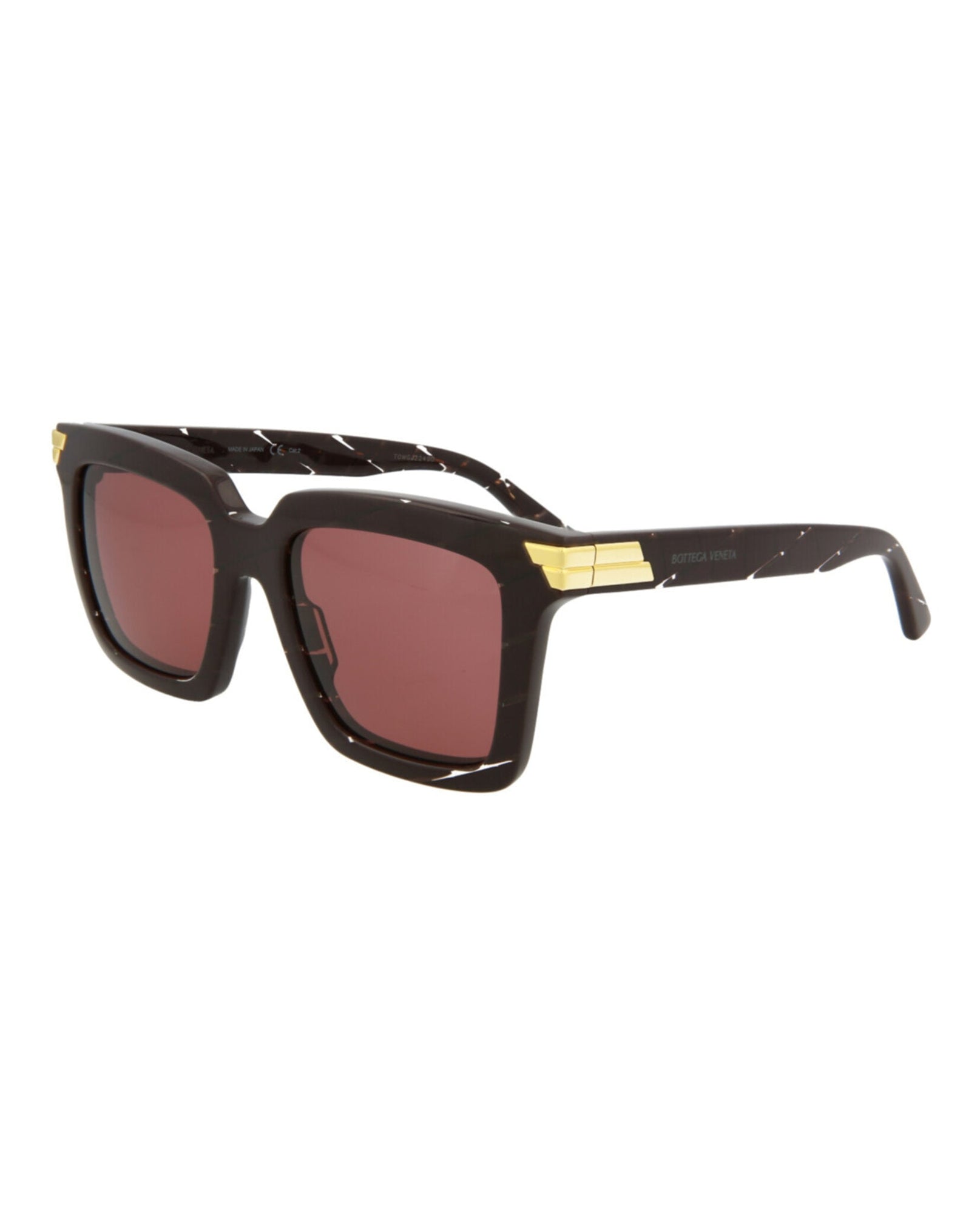 Bottega Veneta | Women | Rectangle Acetate Sunglasses | Burgundy