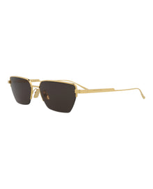 Bottega Veneta | Unisex | Square Metal Sunglasses | Gold