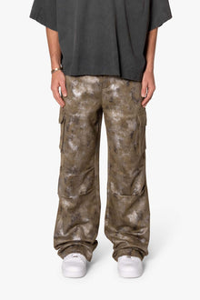 Baggy Dual Tone Sueded Cargo Pants | Olive