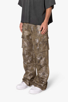 Baggy Dual Tone Sueded Cargo Pants | Olive