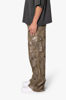 Baggy Dual Tone Sueded Cargo Pants | Olive