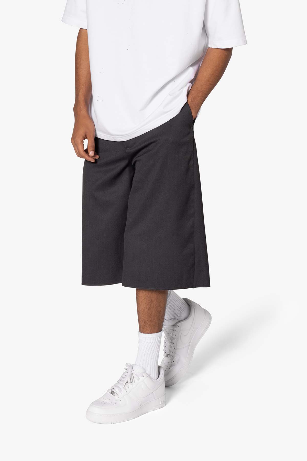 Baggy Pleated Shorts | Grey