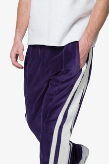 Baggy Velour Track Pants | Purple