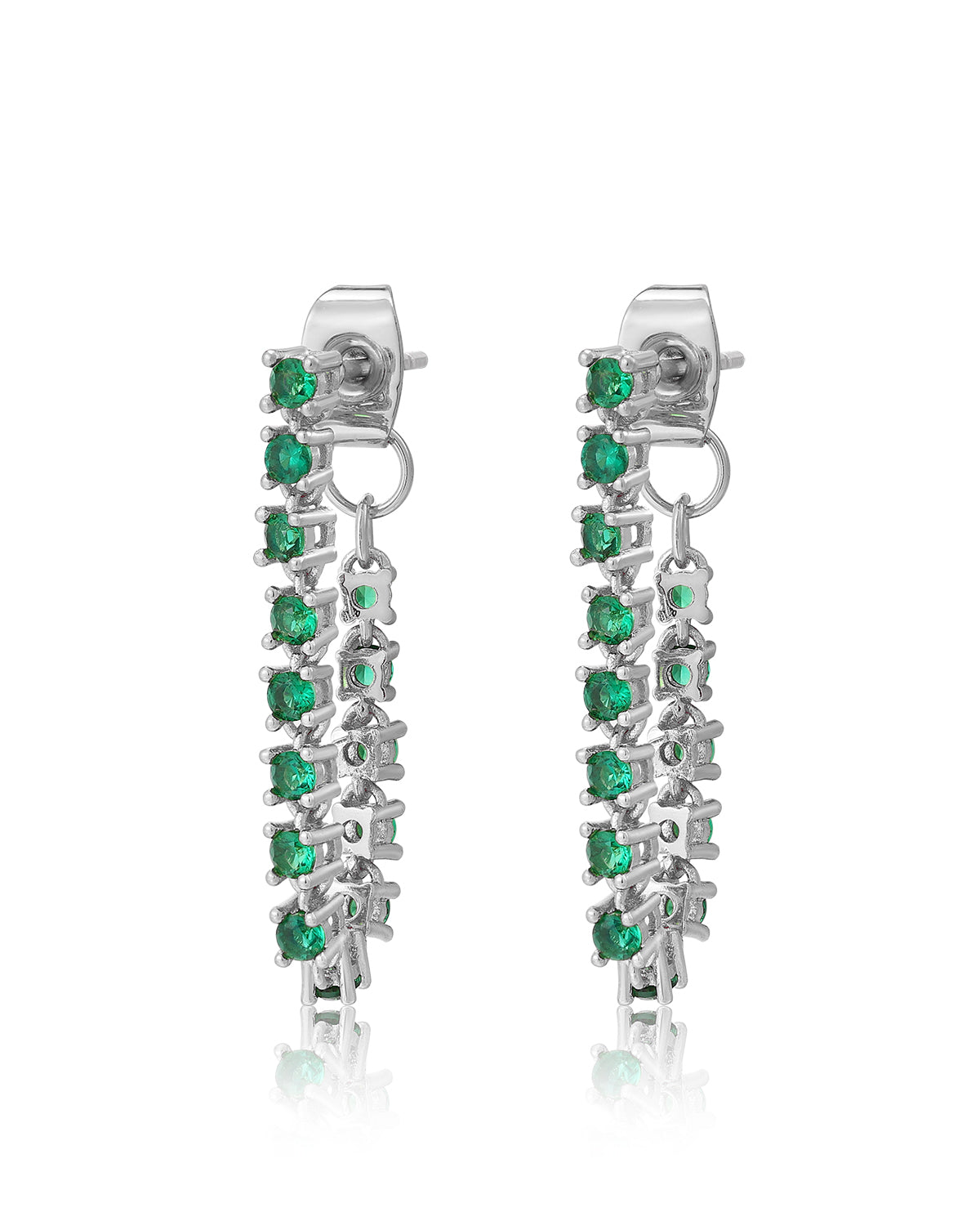 Ballier Chain Studs- Emerald Green | Silver