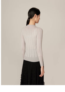 Bead Embellished Crop Knit Top | Grey