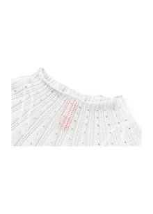 Bead Embellished Crop Knit Top | Grey