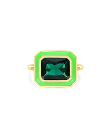 Bezel Statement Ring - Bright Green - Gold | Plated Gold