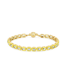 Bezel Emerald Ballier Tennis Bracelet - Neon Yellow - Gold | Plated Gold