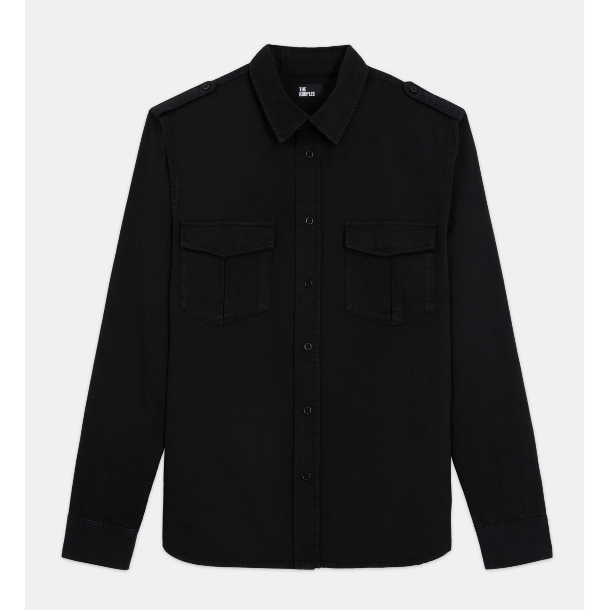 Black Classic Collar Denim Shirt | Men | Stone Grey