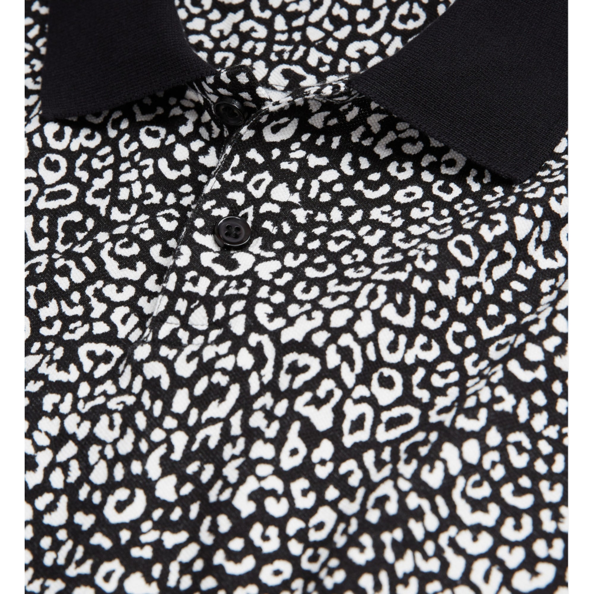 Black Leopard Print Polo | Men | Ecru