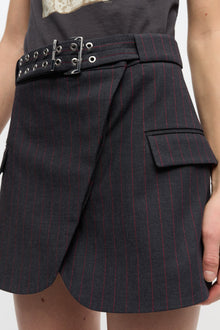 Black Pinstripe Mini Skirt | Phantom