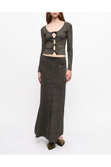 Black and Gold Sparkle Rib Maxi Skirt | Multicolour