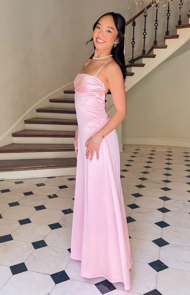 Blaise Satin Maxi Dress | Pink