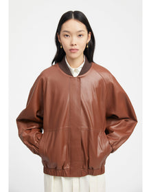 Bloom | Leather Bomber Jacket | Chocolate
