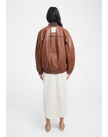 Bloom | Leather Bomber Jacket | Chocolate