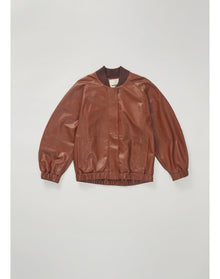 Bloom | Leather Bomber Jacket | Chocolate