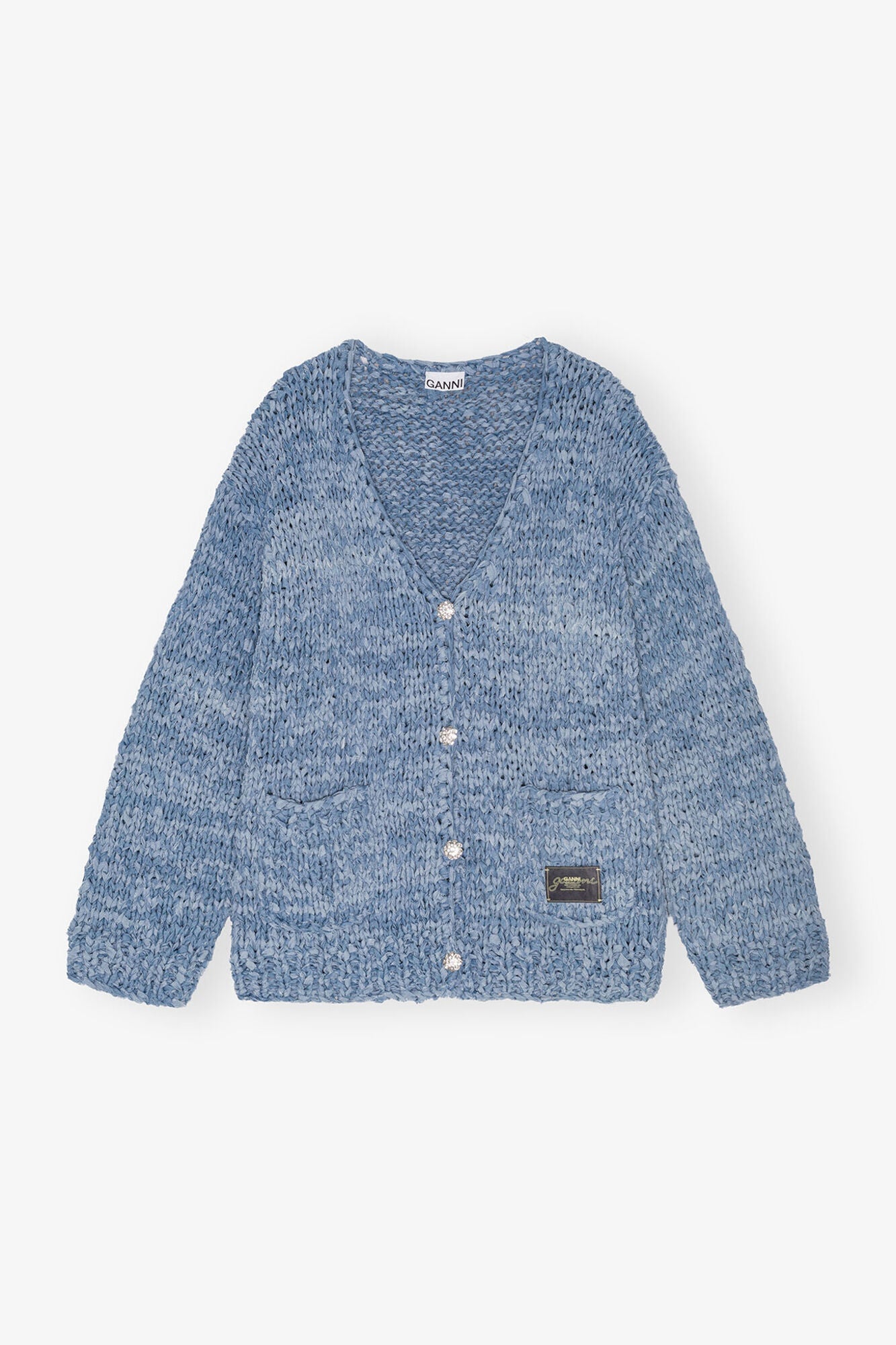Blue Denim Handknit Cardigan | Light Indigo