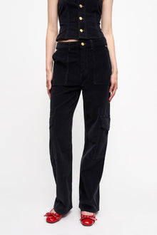 Blue Washed Corduroy Cargo Trousers | Sky Captain