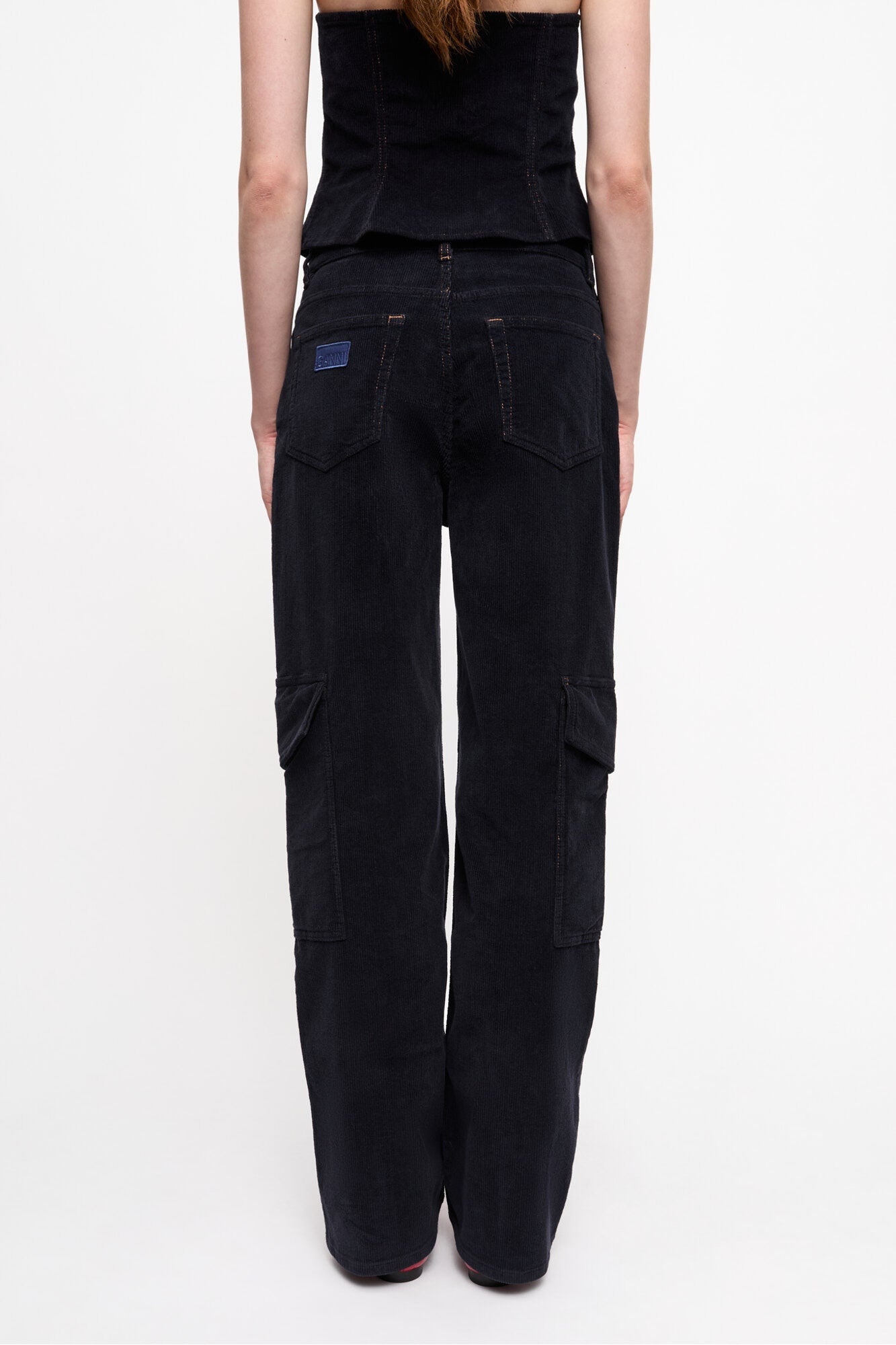 Blue Washed Corduroy Cargo Trousers | Sky Captain