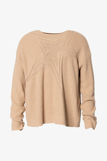 Boat Neck Star Sweater | Tan