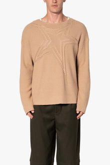 Boat Neck Star Sweater | Tan
