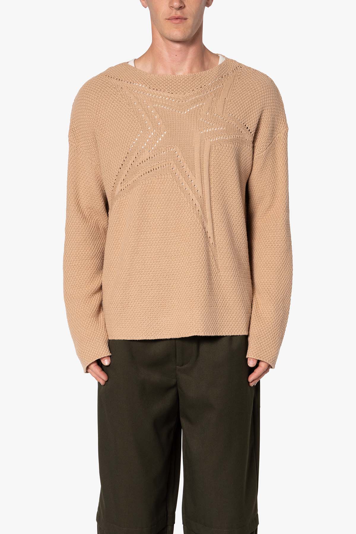Boat Neck Star Sweater | Tan