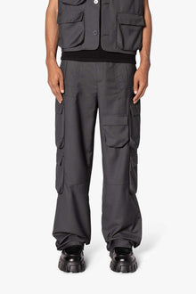 Bonded Gabardine Cargo Pants | Grey