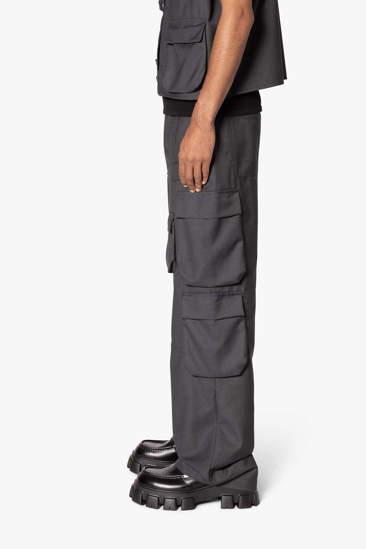 Bonded Gabardine Cargo Pants | Grey