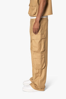 Bonded Gabardine Cargo Pants | Tan