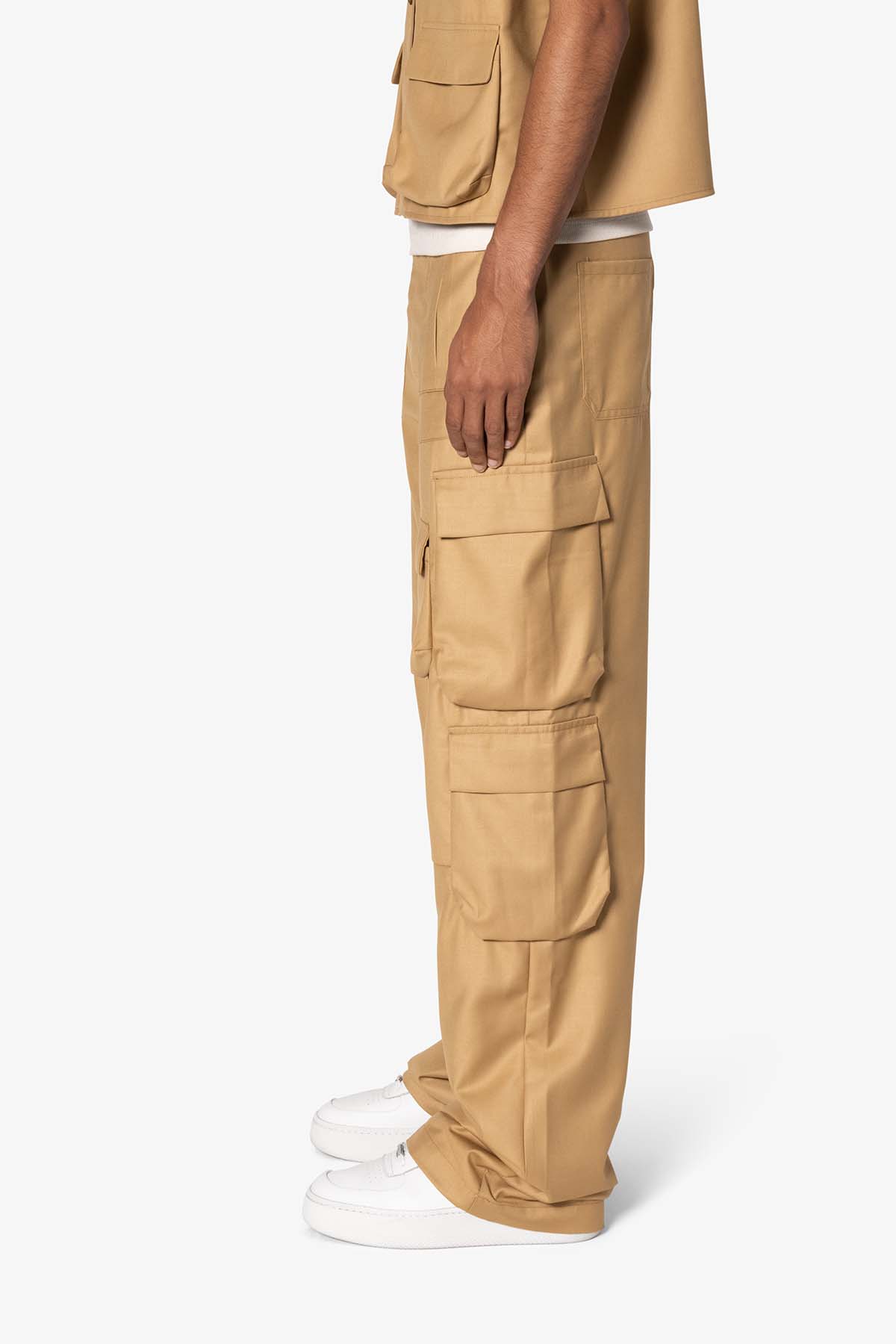 Bonded Gabardine Cargo Pants | Tan