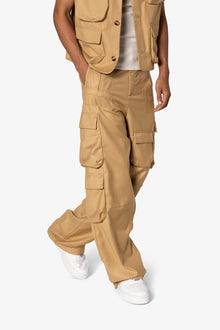 Bonded Gabardine Cargo Pants | Tan
