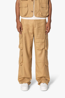 Bonded Gabardine Cargo Pants | Tan