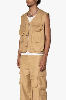 Bonded Gabardine Vest | Tan