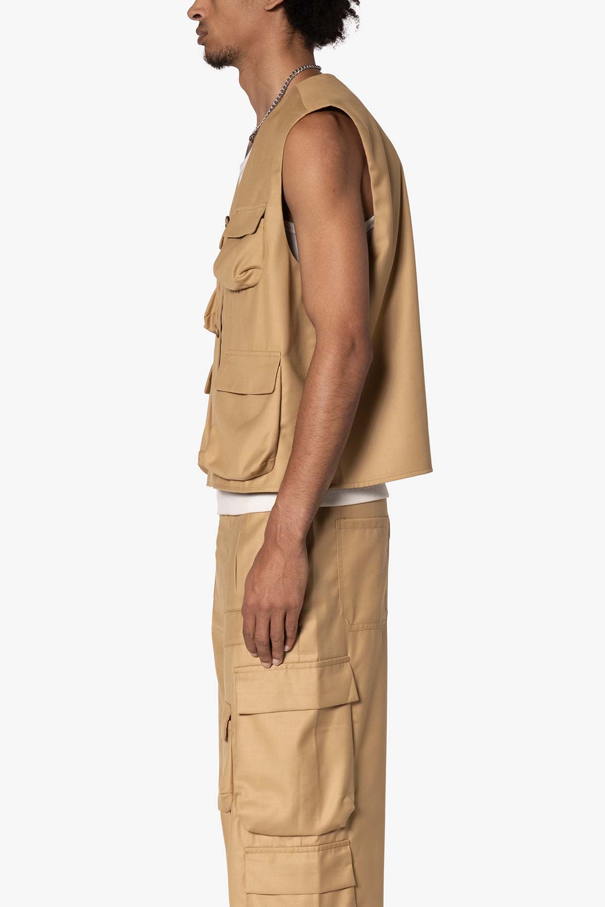 Bonded Gabardine Vest | Tan