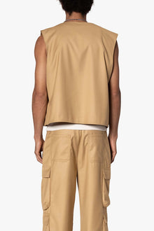 Bonded Gabardine Vest | Tan