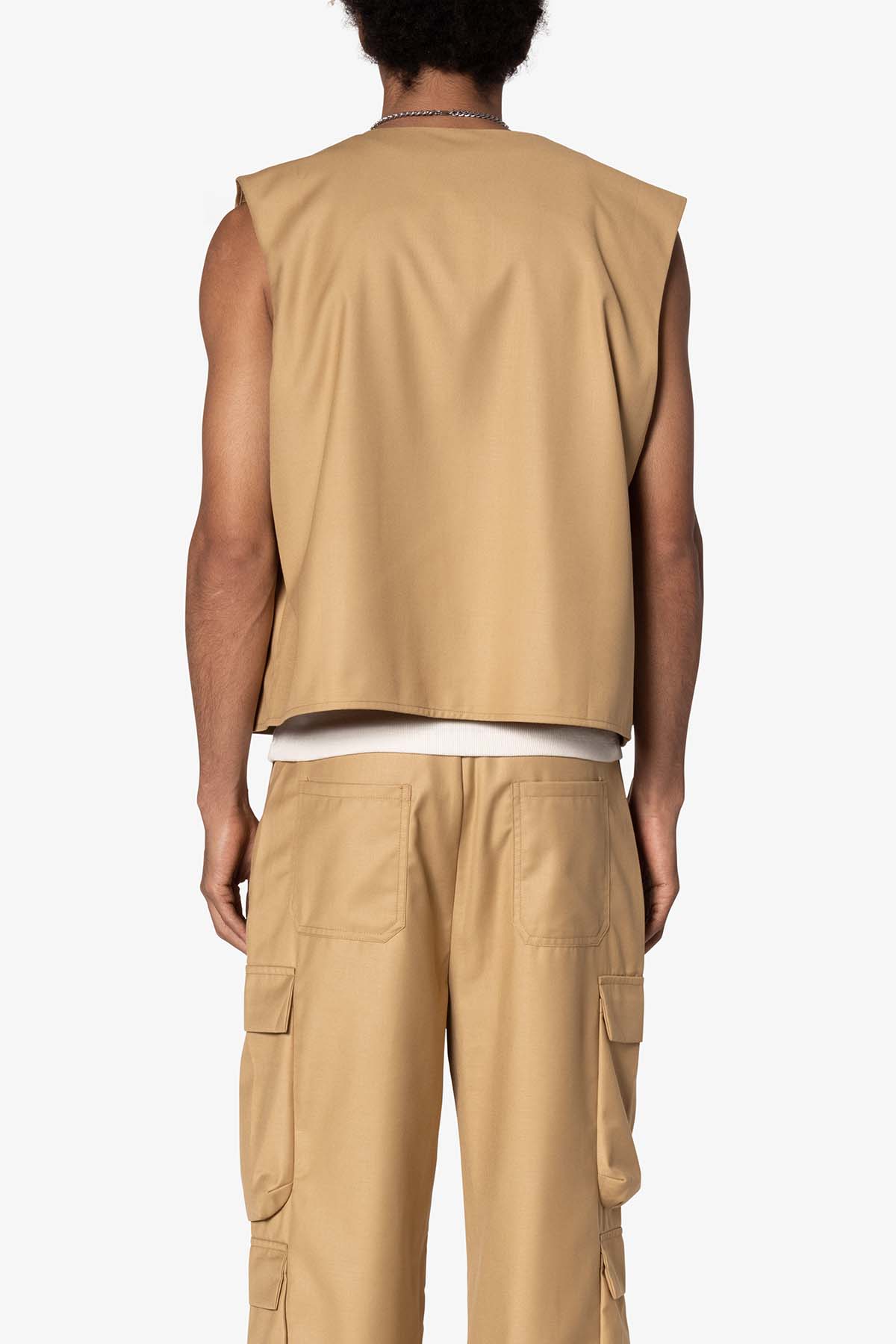Bonded Gabardine Vest | Tan