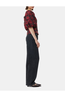 Botanical Jacquard Fitted Blouse | High Risk Red