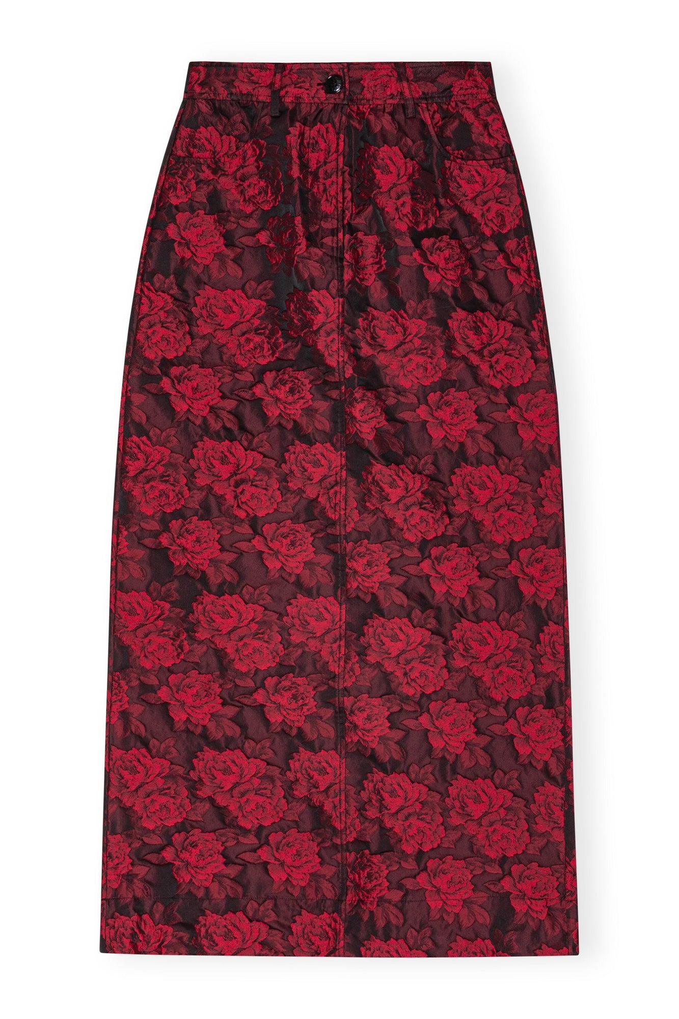 Botanical Jacquard Long Skirt | High Risk Red