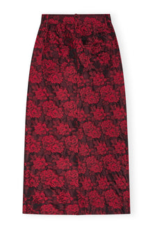 Botanical Jacquard Long Skirt | High Risk Red
