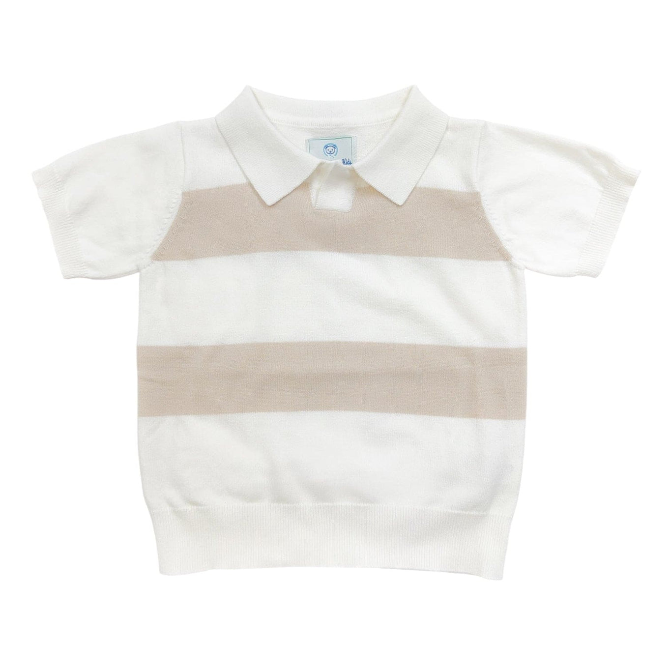 Boy | Bennet White And Beige Cotton Knit Polo Shirt
