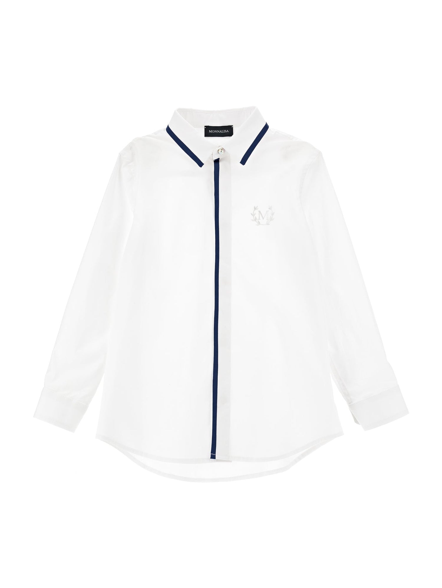 Boys | Stretch Poplin Shirt | Cream/Blue