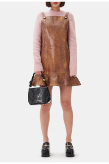 Brown Foil Denim Mini Dress | Cognac