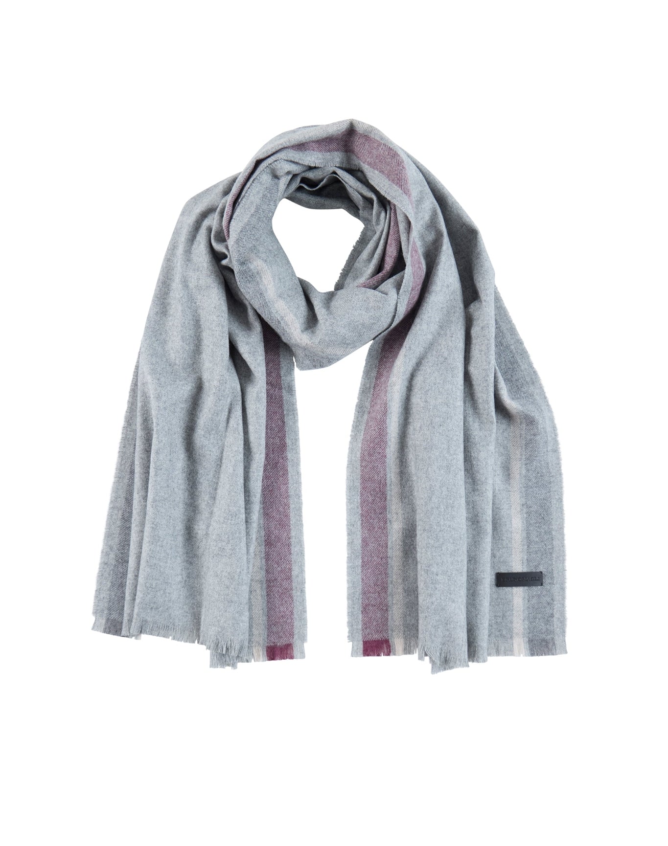 Bruno Magli | Men | Silk/Cashmere Border Stripe Scarf | Charcoal