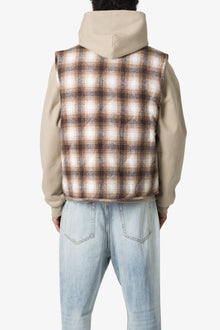 Brushed Plaid Vest | Brown x White