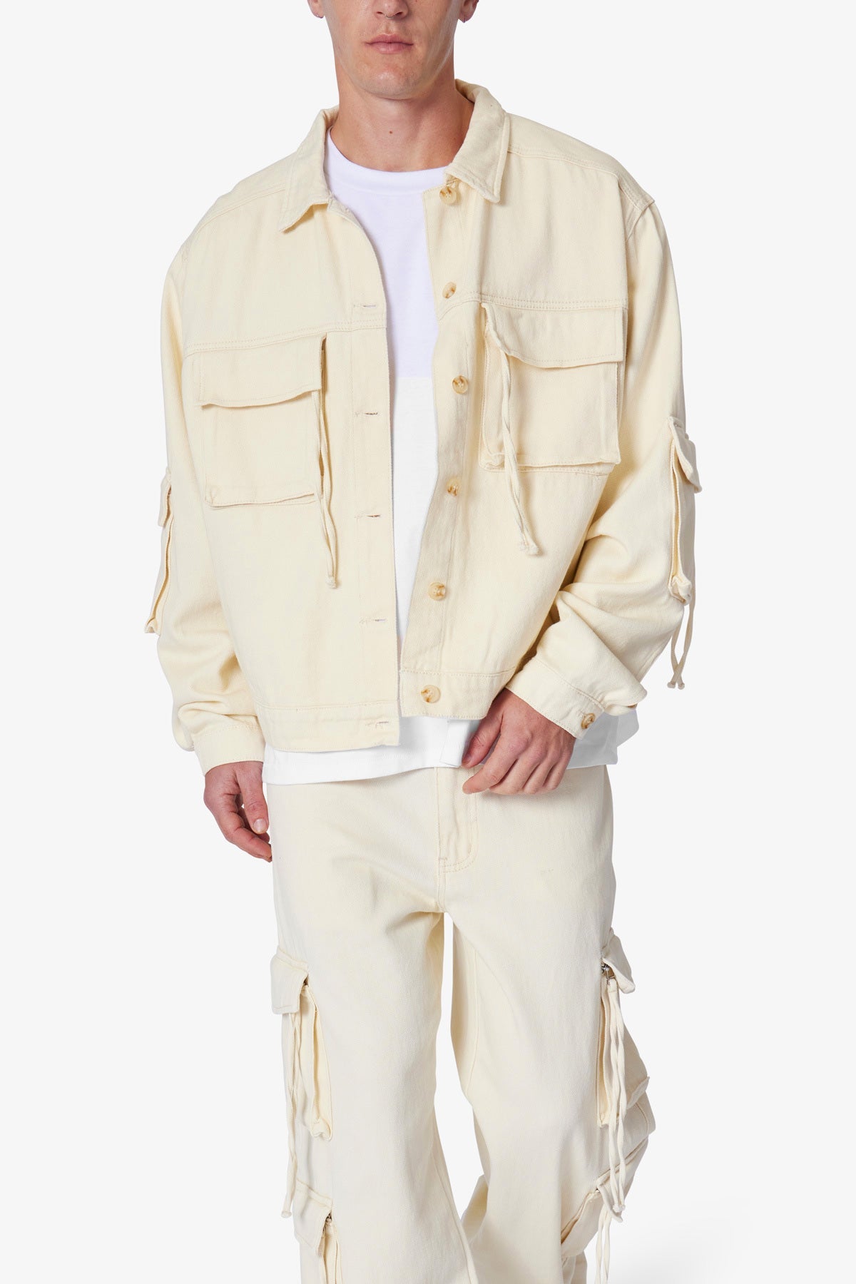 Brushed Twill Cargo Jacket | Khaki