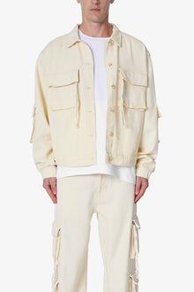 Brushed Twill Cargo Jacket | Khaki