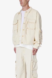 Brushed Twill Cargo Jacket | Khaki