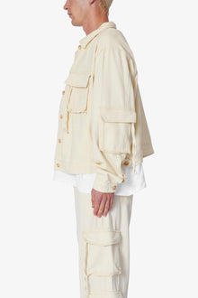 Brushed Twill Cargo Jacket | Khaki
