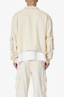 Brushed Twill Cargo Jacket | Khaki